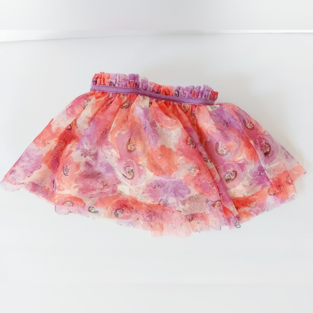 Pink & Purple Poppies tulle Tutu Skirt 24 months Cherokee - Picture 2 of 3